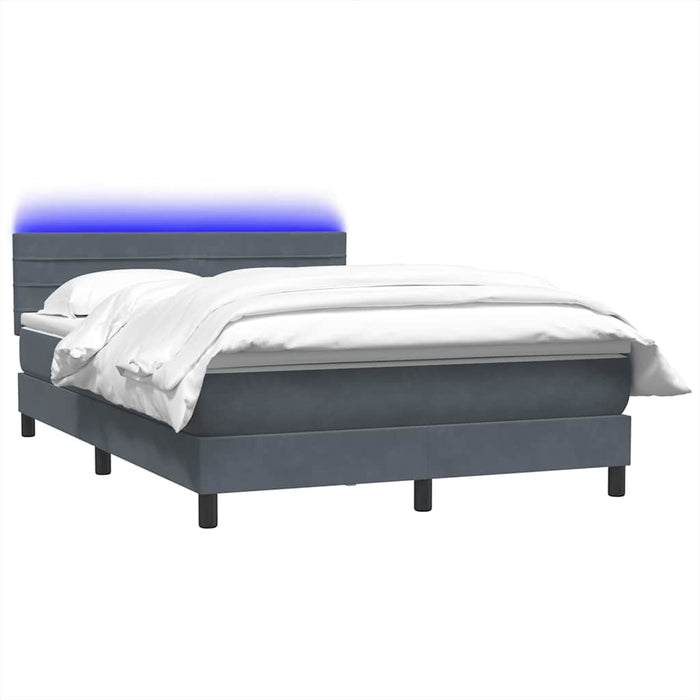 Pat cu arcuri cu saltea și LED, gri închis, 160x210 cm, catifea WALTI