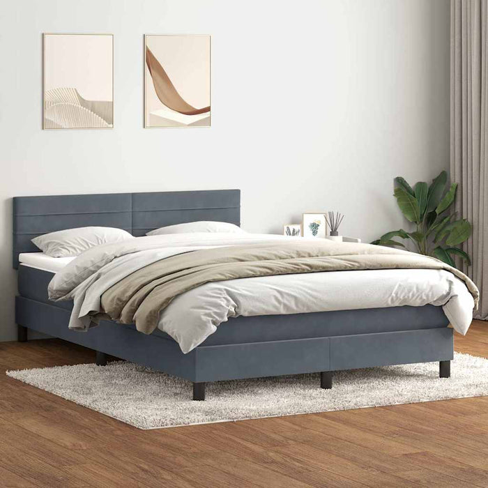 Pat cu arcuri cu saltea și LED, gri închis, 160x210 cm, catifea WALTI