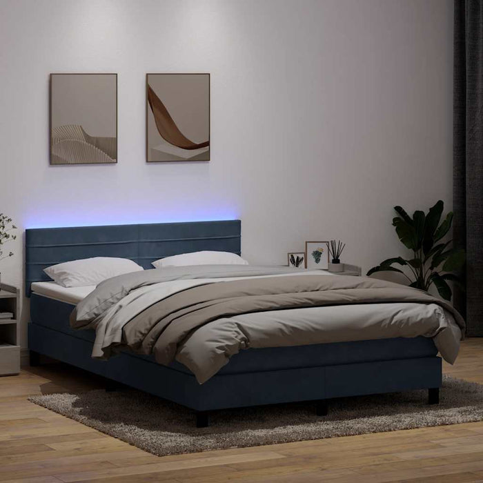 Pat cu arcuri cu saltea și LED, gri închis, 160x210 cm, catifea WALTI