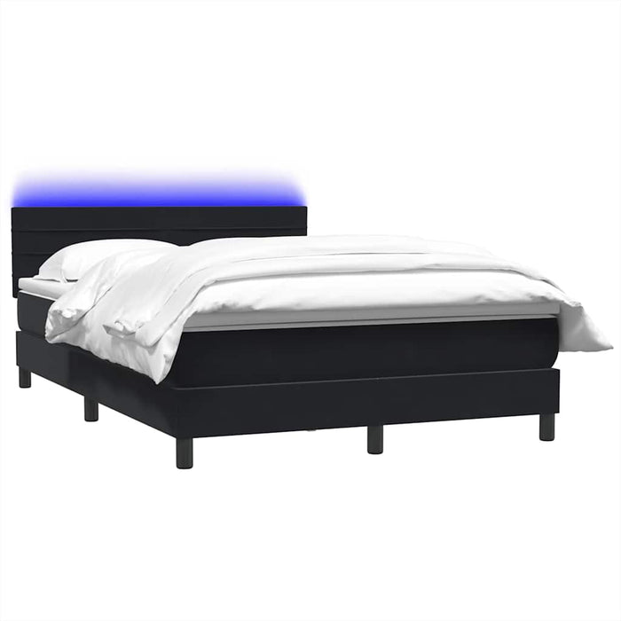 Pat cu arcuri cu saltea și LED, negru, 160x210 cm, catifea - WALTI WALTI