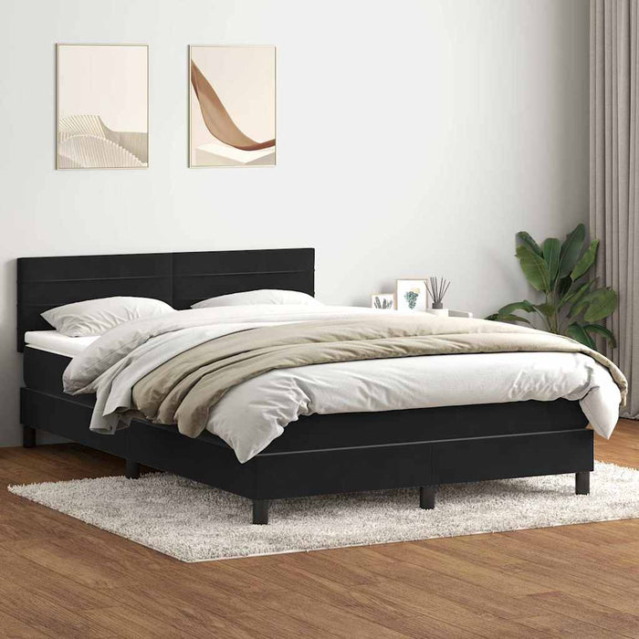 Pat cu arcuri cu saltea și LED, negru, 160x210 cm, catifea - WALTI WALTI