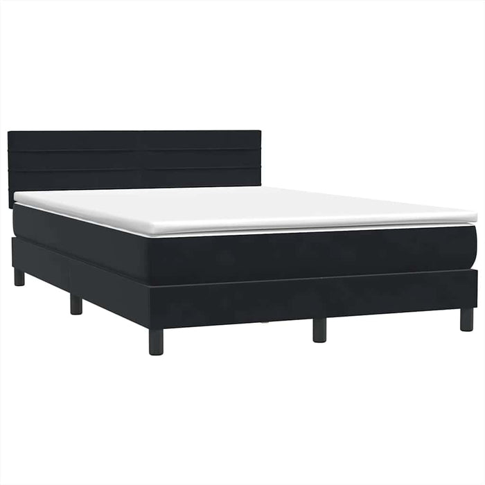 Pat cu arcuri cu saltea și LED, negru, 160x210 cm, catifea - WALTI WALTI