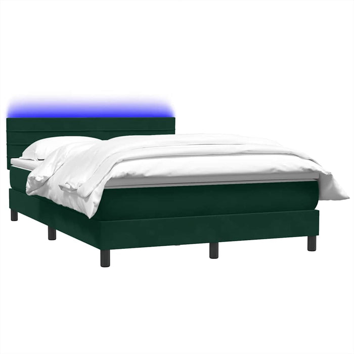 Pat cu arcuri cu saltea și LED, verde închis, 160x210 cm, catifea - WALTI WALTI