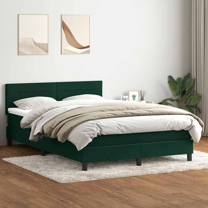 Pat cu arcuri cu saltea și LED, verde închis, 160x210 cm, catifea - WALTI WALTI