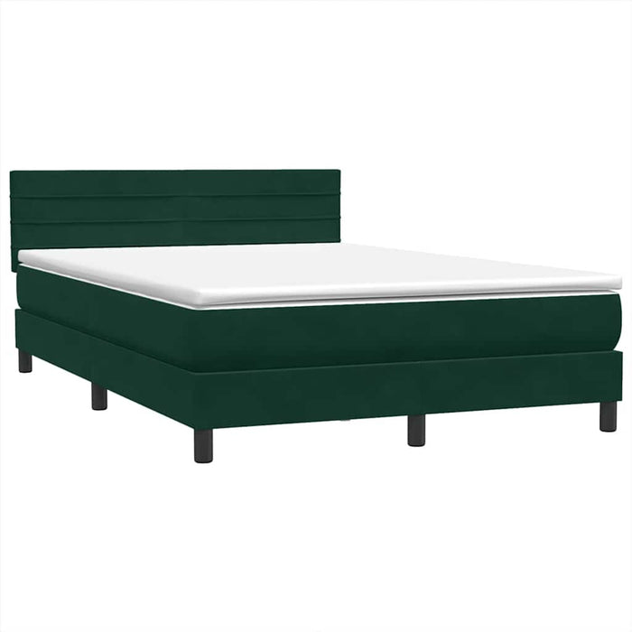 Pat cu arcuri cu saltea și LED, verde închis, 160x210 cm, catifea - WALTI WALTI