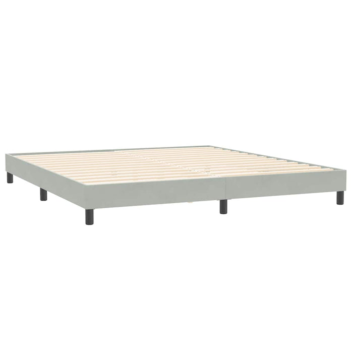 Pat cu arcuri cu saltea și LED, gri deschis, 200x210 cm, catifea WALTI