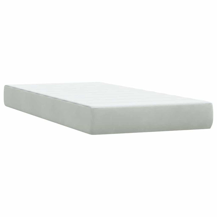 Pat cu arcuri cu saltea și LED, gri deschis, 200x210 cm, catifea WALTI