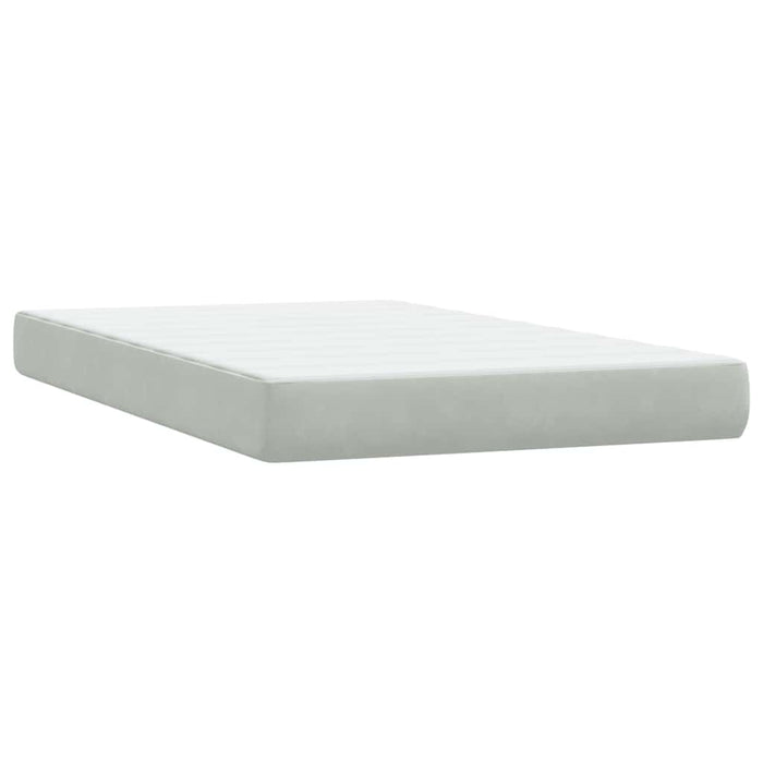 Pat cu arcuri cu saltea și LED, gri deschis, 120x220 cm, catifea WALTI