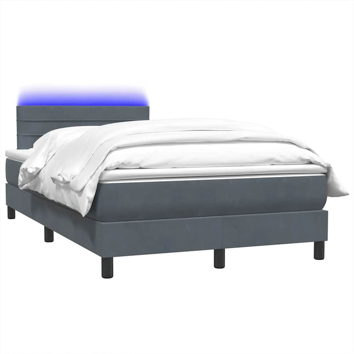 Pat cu arcuri cu saltea și LED, gri închis, 120x220 cm, catifea - WALTI WALTI