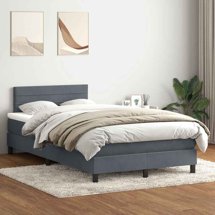Pat cu arcuri cu saltea și LED, gri închis, 120x220 cm, catifea - WALTI WALTI
