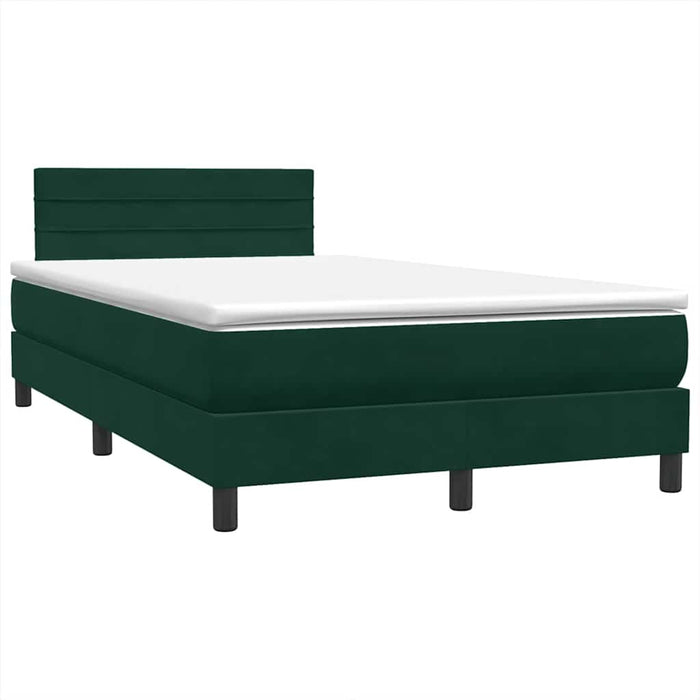 Pat cu arcuri cu saltea și LED, verde închis, 120x220 cm, catifea WALTI