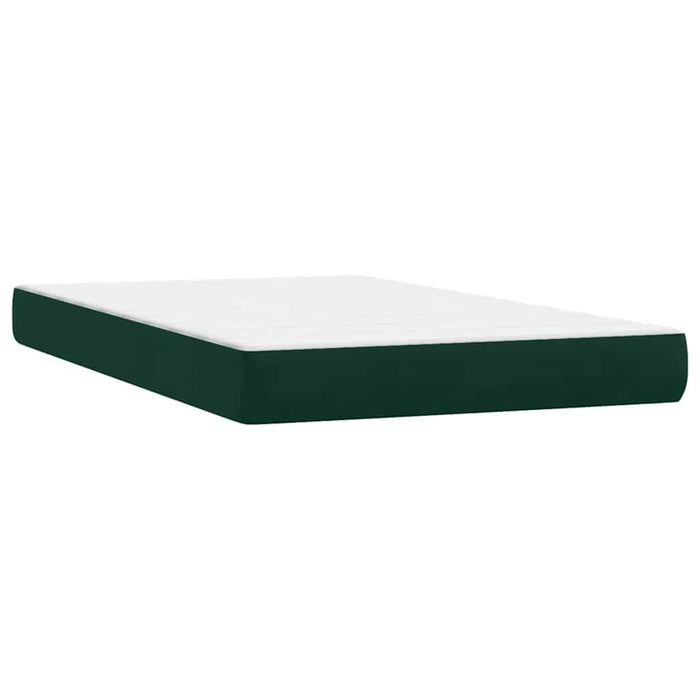 Pat cu arcuri cu saltea și LED, verde închis, 120x220 cm, catifea WALTI