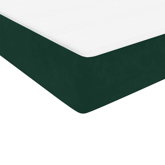 Pat cu arcuri cu saltea și LED, verde închis, 120x220 cm, catifea WALTI