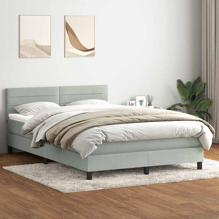 Pat cu arcuri cu saltea și LED, gri deschis, 160x220 cm, catifea - WALTI WALTI