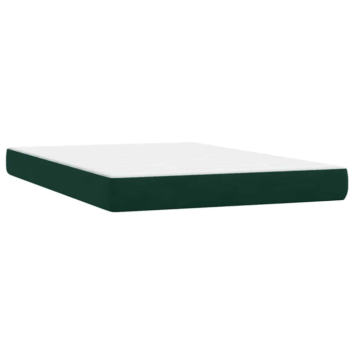 Pat cu arcuri cu saltea și LED, verde închis, 160x220 cm, catifea WALTI