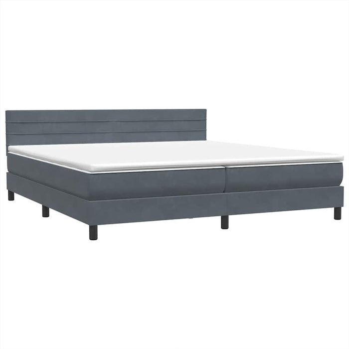 Pat cu arcuri cu saltea și LED, gri închis, 180x220 cm, catifea WALTI