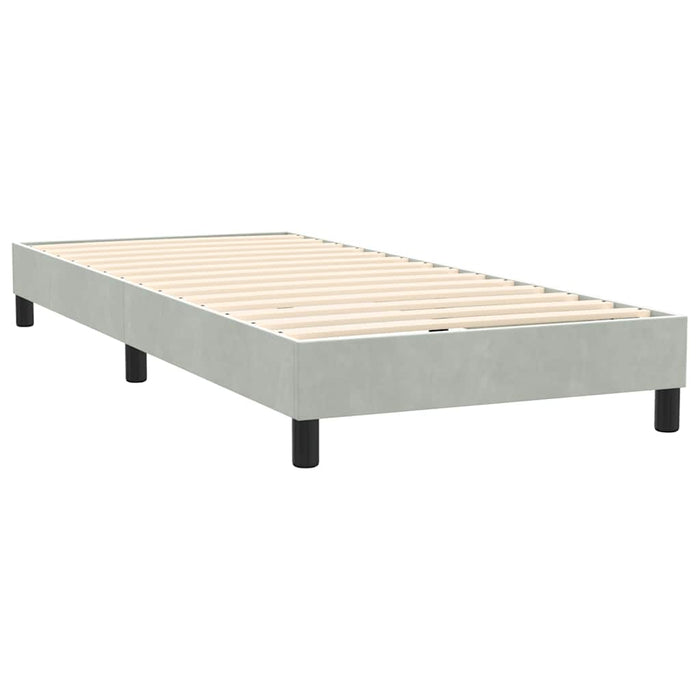 Pat cu arcuri cu saltea și LED, gri deschis, 90x210 cm, catifea WALTI