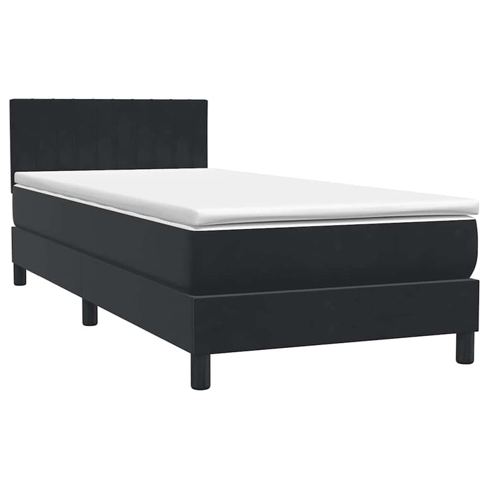 Pat cu arcuri cu saltea și LED, negru, 90x210 cm, catifea - WALTI WALTI