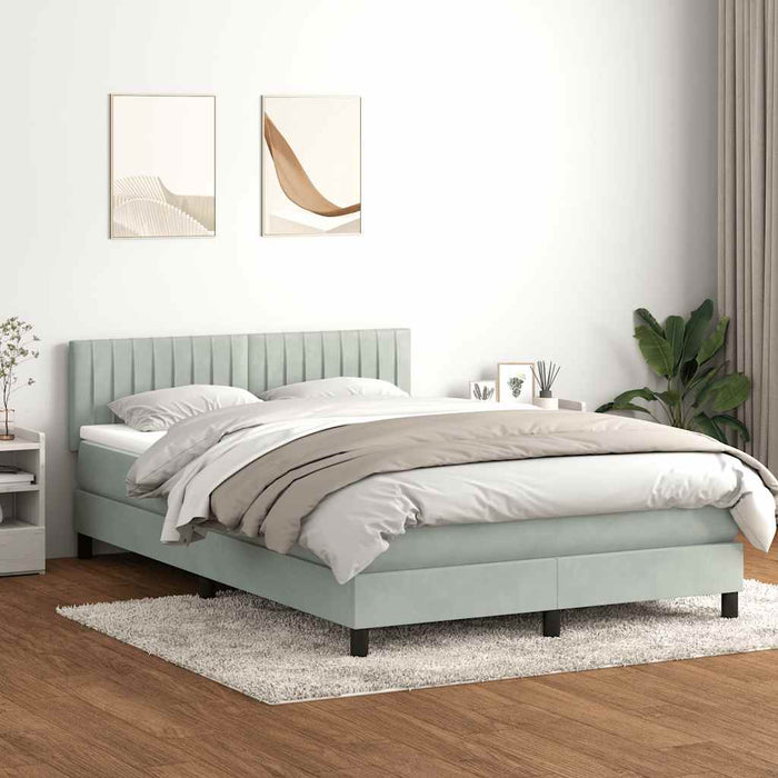 Pat cu arcuri cu saltea și LED, gri deschis, 160x210 cm, catifea WALTI