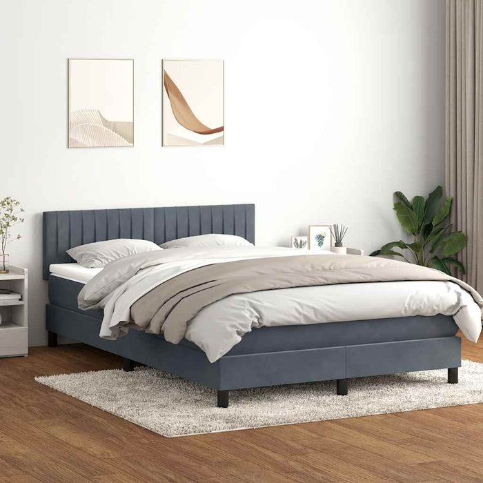 Pat cu arcuri cu saltea și LED, gri închis, 160x210 cm, catifea WALTI