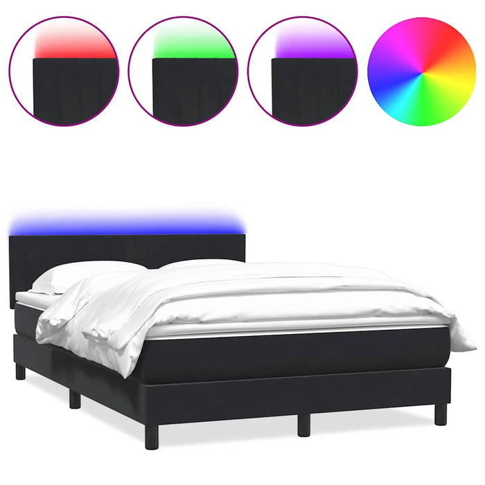 Pat cu arcuri cu saltea și LED, negru, 160x210 cm, catifea WALTI