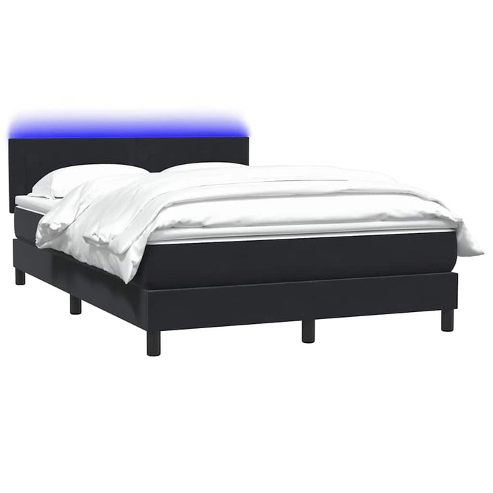 Pat cu arcuri cu saltea și LED, negru, 160x210 cm, catifea WALTI