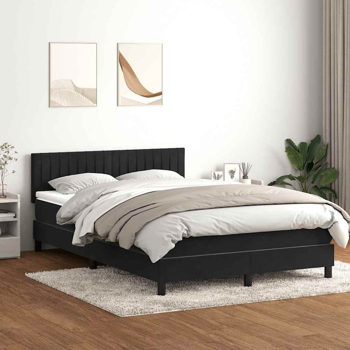 Pat cu arcuri cu saltea și LED, negru, 160x210 cm, catifea WALTI