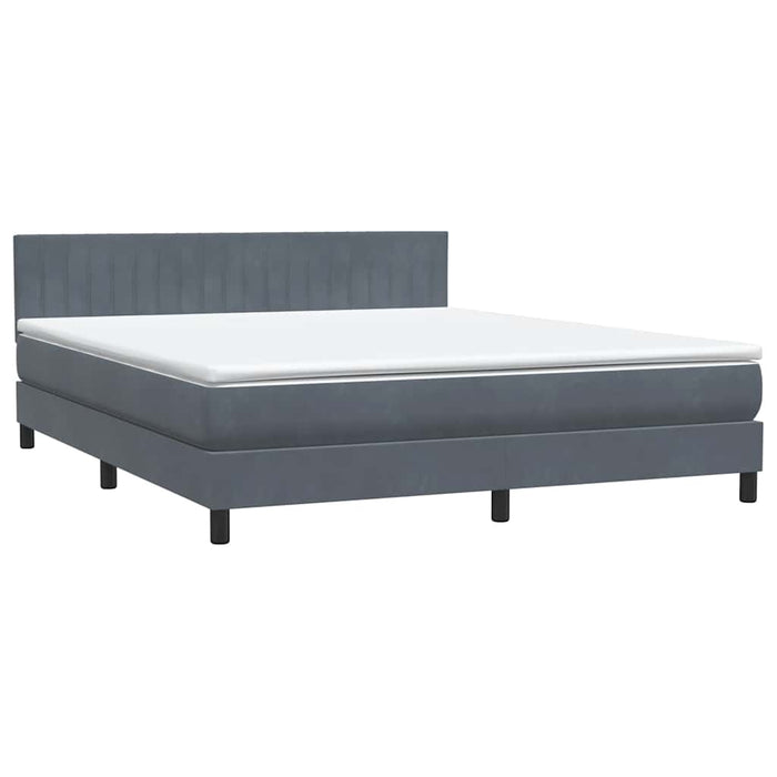 Pat cu arcuri cu saltea și LED, gri închis, 180x210 cm, catifea WALTI