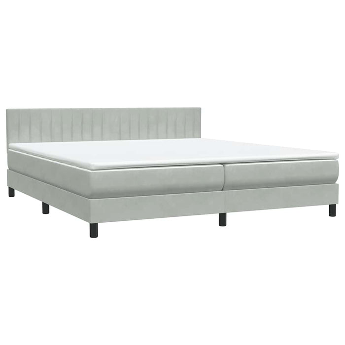 Pat cu arcuri cu saltea și LED, gri deschis, 200x210 cm, catifea WALTI