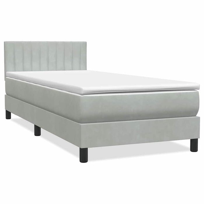 Pat cu arcuri cu saltea și LED, gri deschis, 80x220 cm, catifea - WALTI WALTI