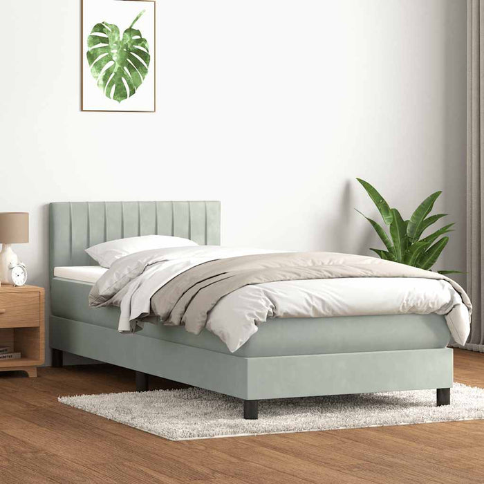 Pat cu arcuri cu saltea și LED, gri deschis, 80x220 cm, catifea - WALTI WALTI