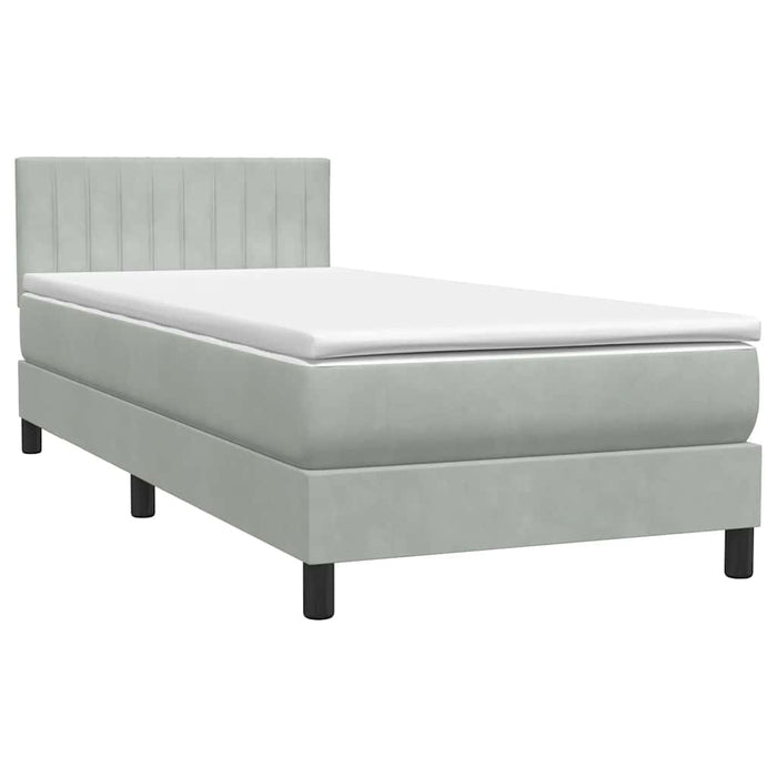 Pat cu arcuri cu saltea și LED, gri deschis, 80x220 cm, catifea - WALTI WALTI