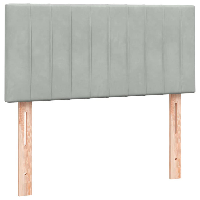 Pat cu arcuri cu saltea și LED, gri deschis, 80x220 cm, catifea - WALTI WALTI