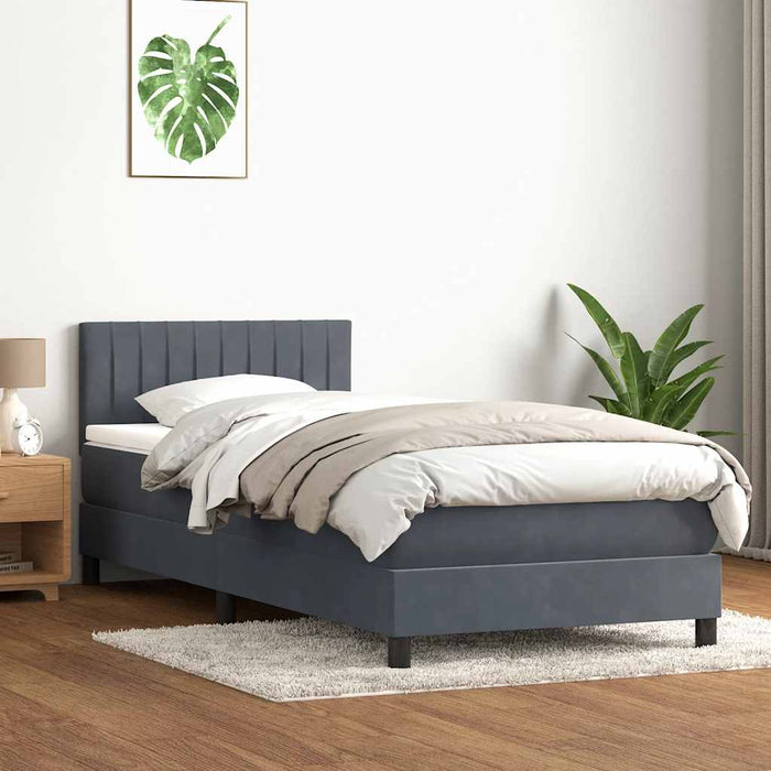 Pat cu arcuri cu saltea și LED, gri închis, 80x220 cm, catifea - WALTI WALTI
