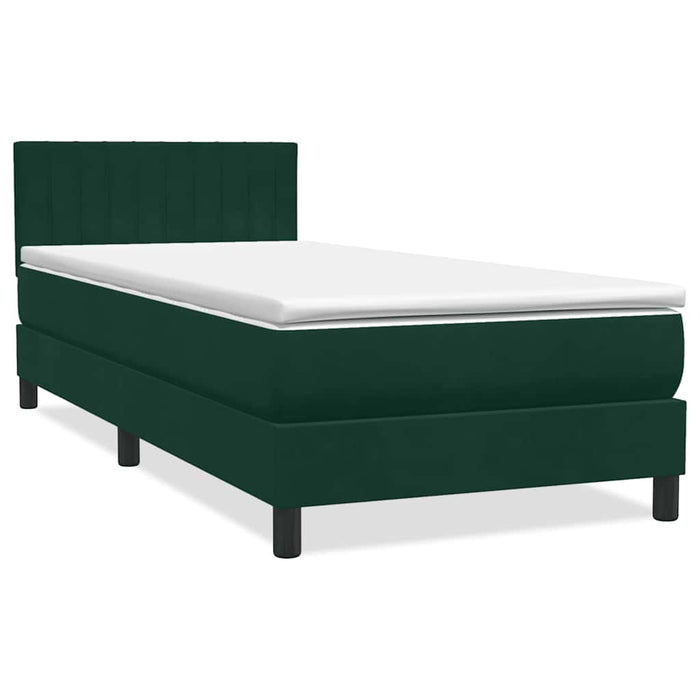 Pat cu arcuri cu saltea și LED, verde închis, 80x220 cm, catifea - WALTI WALTI