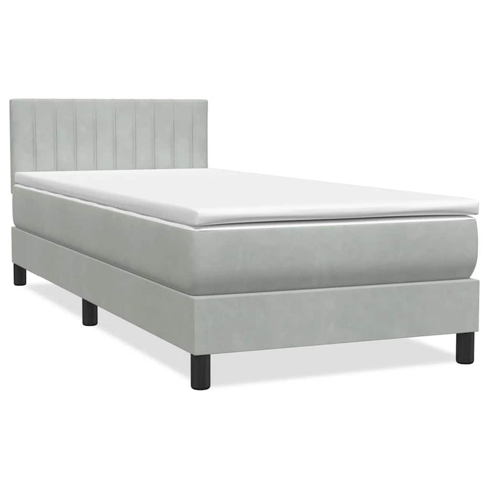 Pat cu arcuri cu saltea și LED, gri deschis, 90x220 cm, catifea - WALTI WALTI