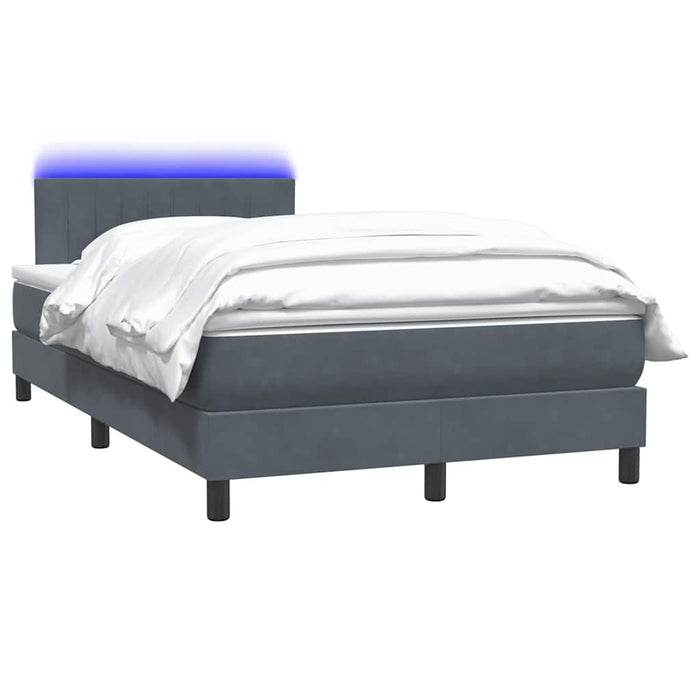 Pat cu arcuri cu saltea și LED, gri deschis, 120x220 cm, catifea WALTI