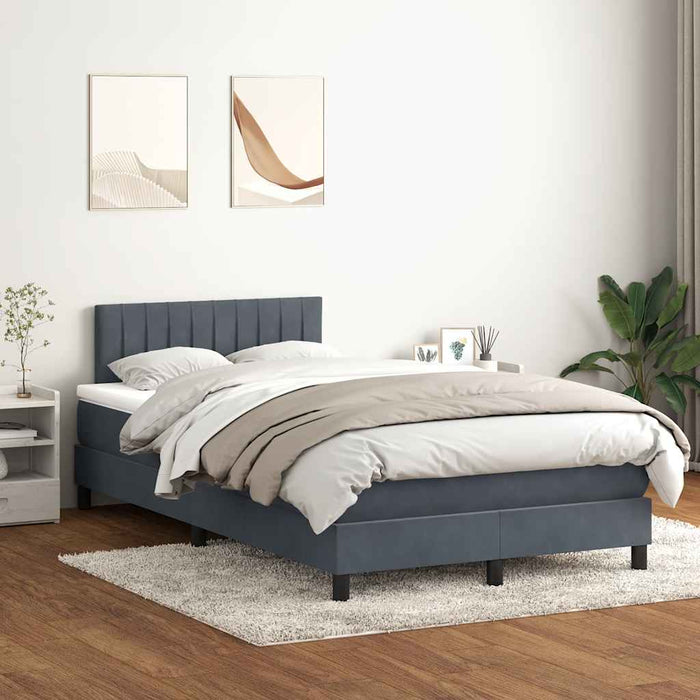 Pat cu arcuri cu saltea și LED, gri deschis, 120x220 cm, catifea WALTI