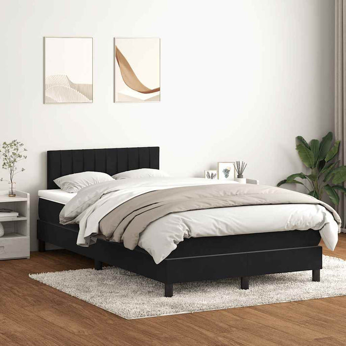 Pat cu arcuri cu saltea și LED, negru, 120x220 cm, catifea WALTI