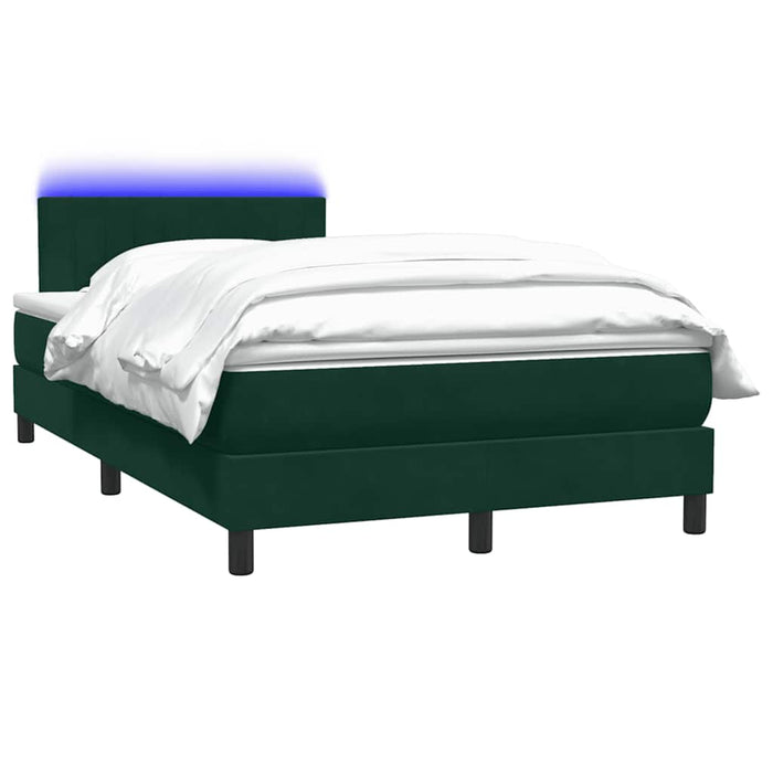 Pat cu arcuri cu saltea și LED, verde închis, 120x220 cm, catifea WALTI