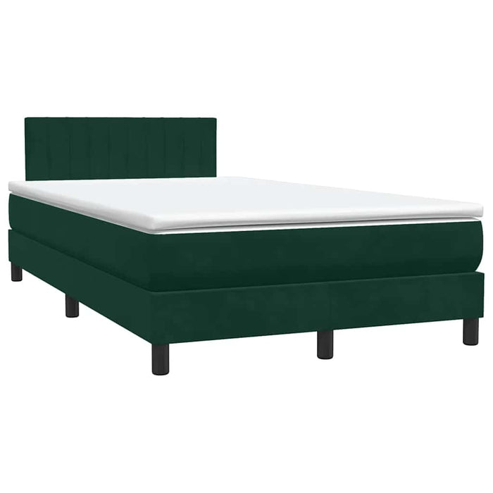 Pat cu arcuri cu saltea și LED, verde închis, 120x220 cm, catifea WALTI