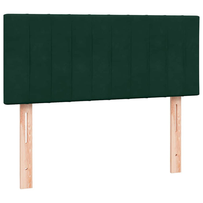 Pat cu arcuri cu saltea și LED, verde închis, 120x220 cm, catifea WALTI