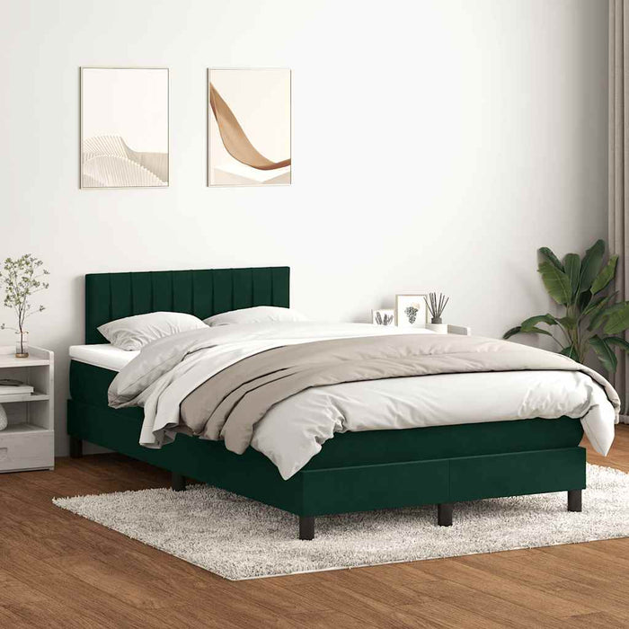 Pat cu arcuri cu saltea și LED, verde închis, 120x220 cm, catifea WALTI
