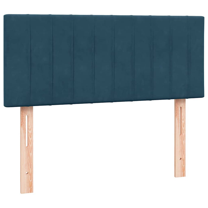 Pat cu arcuri cu saltea și LED, albastru închis, 120x220 cm, catifea WALTI