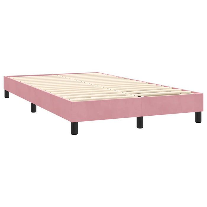 Pat cu arcuri cu saltea și LED, roz, 120x220 cm, catifea WALTI