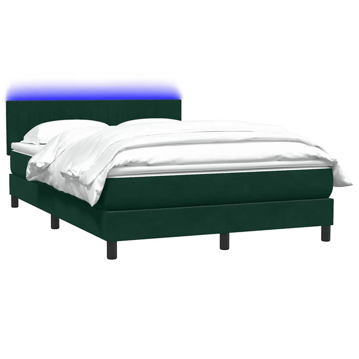Pat cu arcuri cu saltea și LED, verde închis, 160x220 cm, catifea WALTI