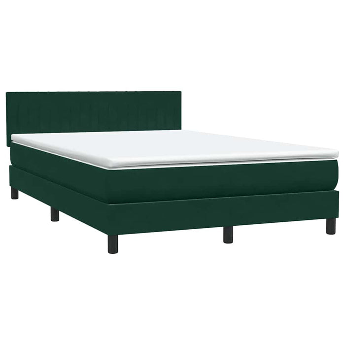 Pat cu arcuri cu saltea și LED, verde închis, 160x220 cm, catifea WALTI