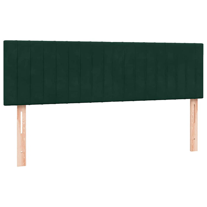 Pat cu arcuri cu saltea și LED, verde închis, 160x220 cm, catifea WALTI