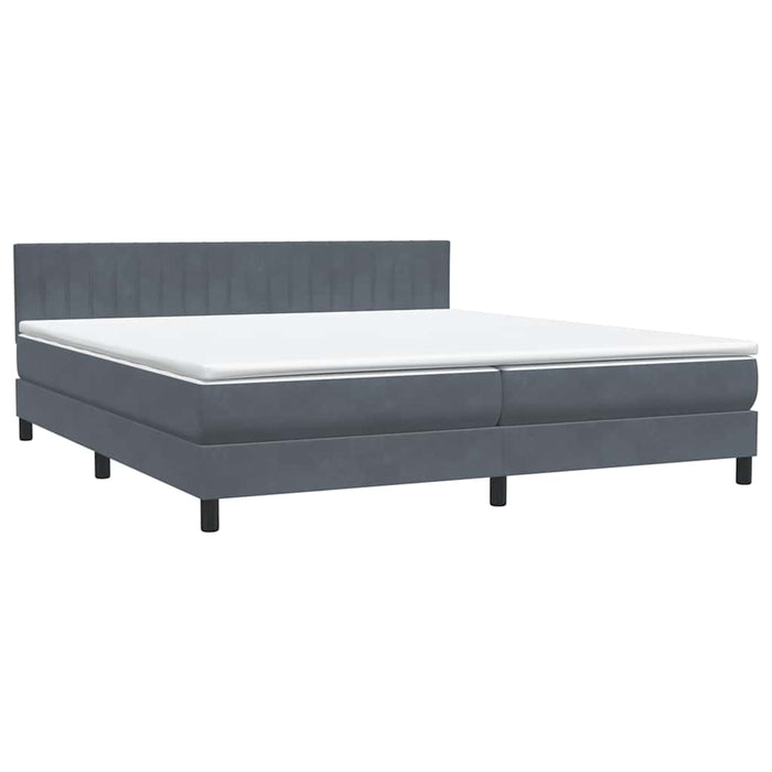 Pat cu arcuri cu saltea și LED, gri închis, 180x220 cm, catifea WALTI