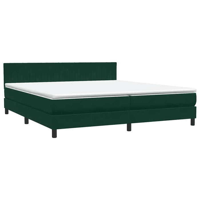 Pat cu arcuri cu saltea și LED, verde închis, 180x220 cm, catifea - WALTI WALTI